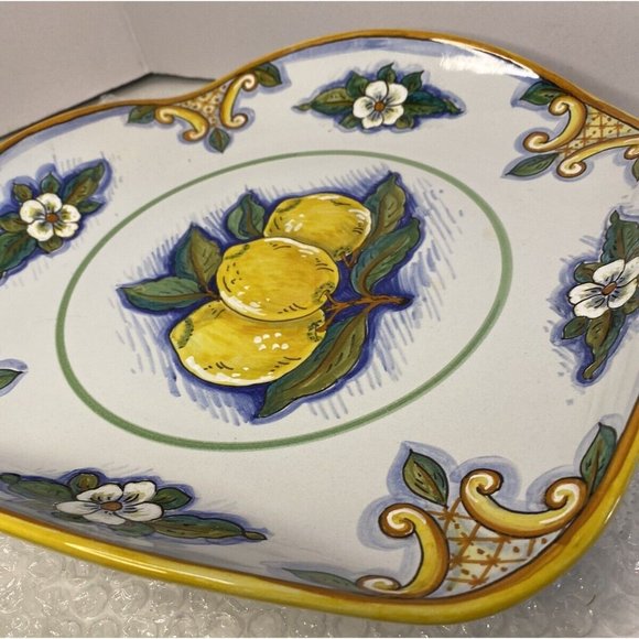 Tutta Ceramica Hand Painted Signed Serving Dish Italy Pottery Deruta Fruit - Picture 5 of 11
